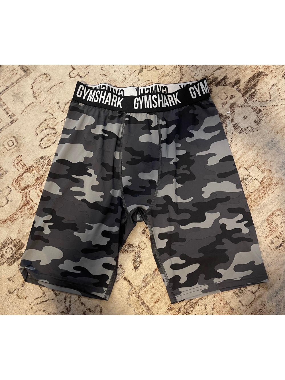 Gymshark Men’s Gray Camo Compression Shorts Athletic Base Layer